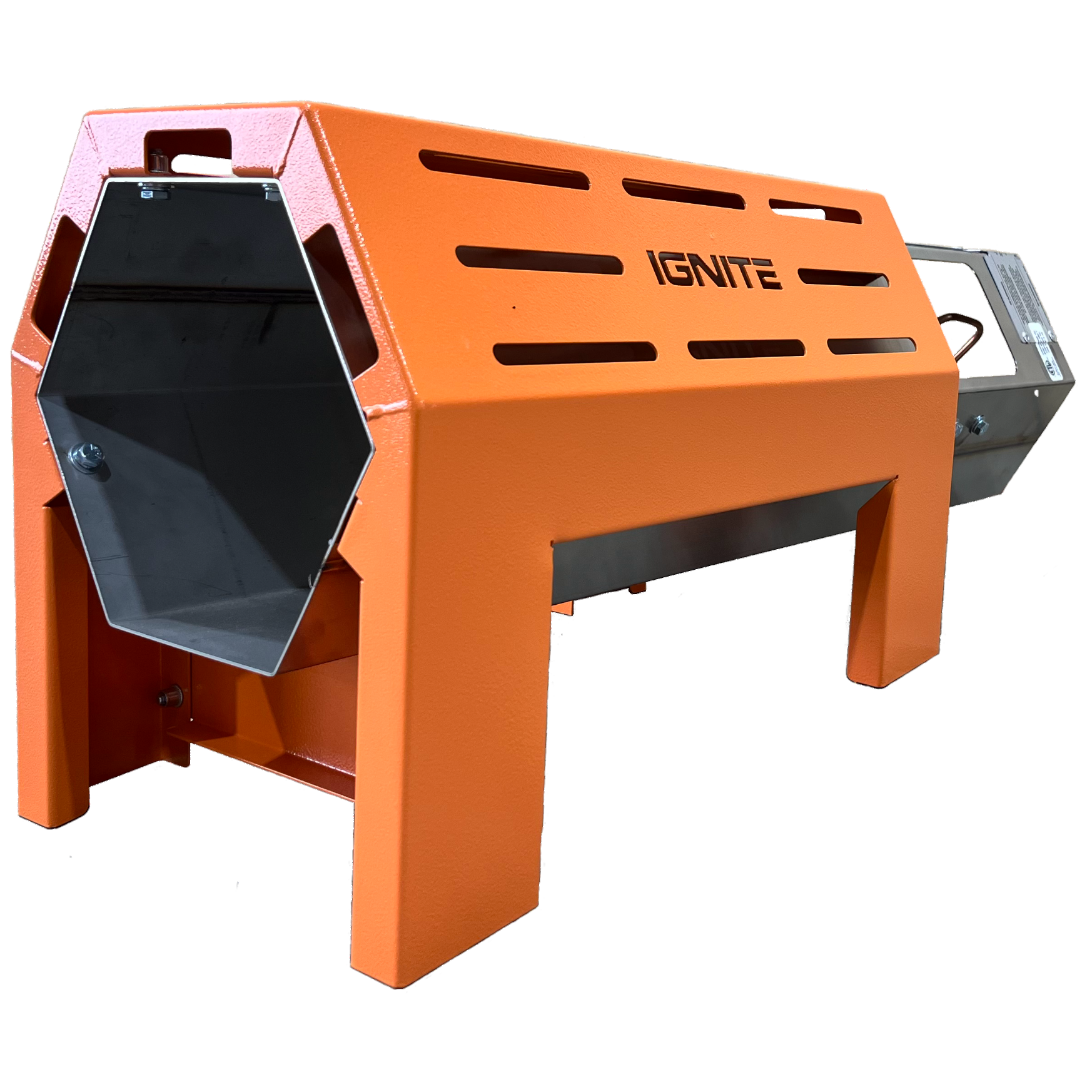 Ignite H-150 portable direct-fired propane heater delivering high-output heat in a compact, lightweight design with safety valve and 25 ft hose.