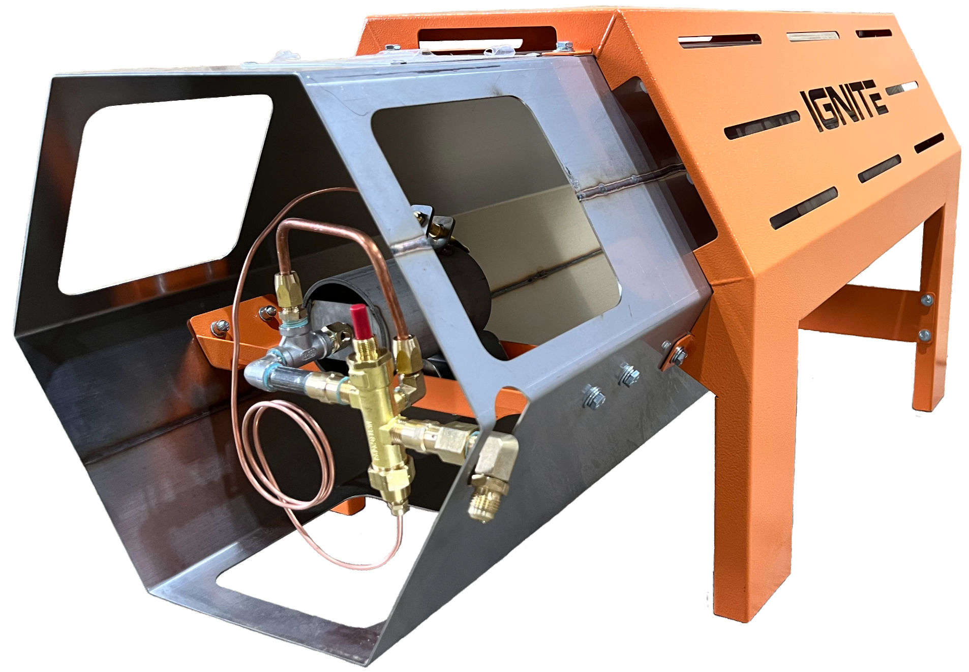 Ignite H-375 portable direct-fired propane heater (coming soon) designed for efficient, high-output heating in tight spaces.